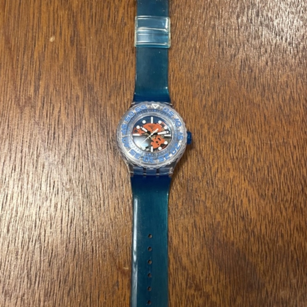 Swatch "O-Tini" SUUK103 Scuba Libre ocean blue skeleton diver watch 43mm - Picture 2 of 6